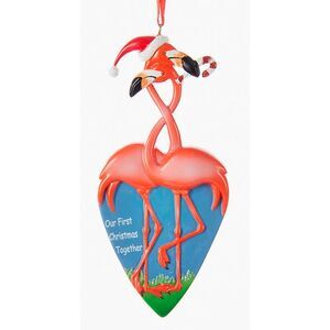 Kurt Adler Flamingo Couple Our First  Together Holiday Ornament Resin
